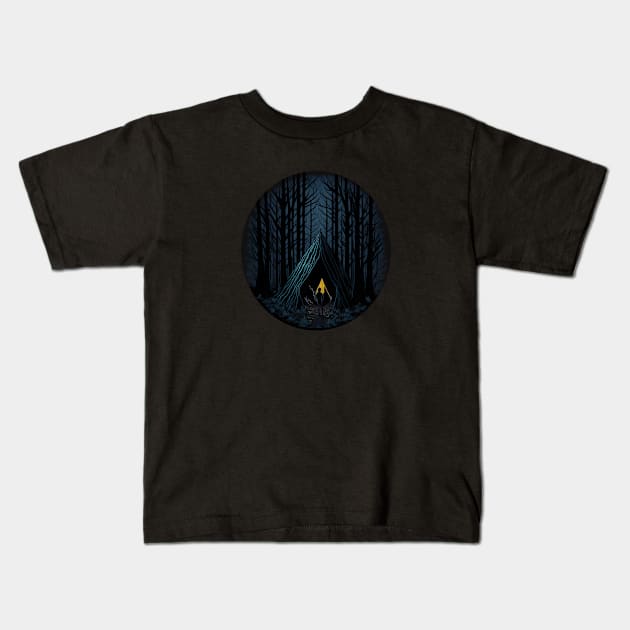 Alone in the woods Kids T-Shirt by Mr Teabags